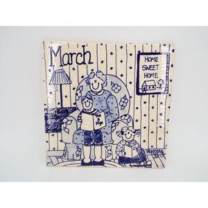 Nancy DeYoung Vogelzang H&R Johnson England Blue White Ceramic Trivet Tile March